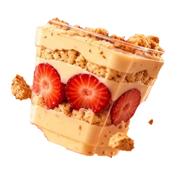 Sobremesa no copinho com creme e morangos